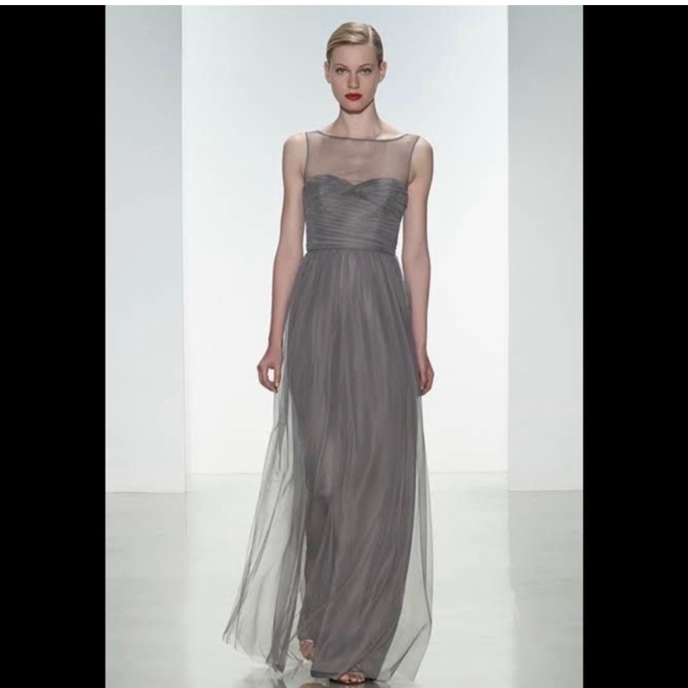 NWT Amsale Anthropologie Periwinkle Tulle Bridesmaid G856U Maxi Dress Size 2